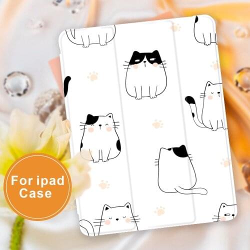 Lovely Couple cat Series For Air 4 Silicone Case for iPad Pro 2020 10.5 10.2 inch 8th Generation 7th 12.9 inch Automatic Wake Up