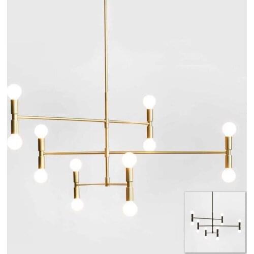 Modern line bronze gold rotatable pendant light lamp adjustable microphone ceiling hanging lamp light for living bed room foyer