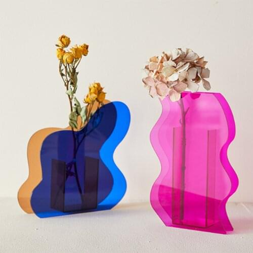 Nordic Rainbow Home Vase Colorful Acrylic Vase Art Geometric Sunlight Sunrise Daybreak Vases for Home Desktop Decor Vase