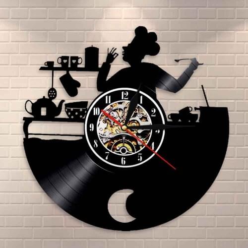 Vinyl Record LP Clock Kitchen Vintage Wall Decor Housewarming Gift For Gastronome Bon Appetit Kitchen Chef Wall Clock Cook
