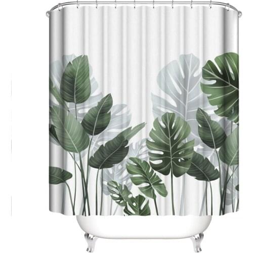 Modern Style Shower Curtain Waterproof Bathroom Curtains Mildew Proof Tropical Palm Leaves Partion Curtain Bathroom Decor