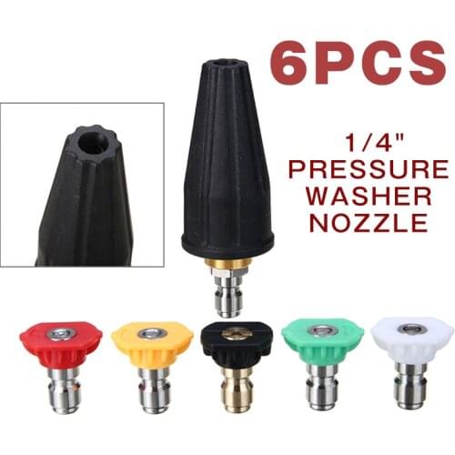 6pcs High Pressure Rotating T-urbo Nozzle Sprayer 2.5 GPM 2500 PSI For 1/4" Quick Connector Washer Cleaning Accessory Tool