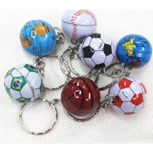 10Pcs Funny Mini Football Keychain Globe Pendant World Cup Brazil Football Key Ring Basketball Craft Fan Toys Creative Gifts