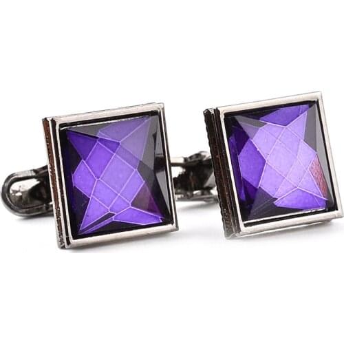 Shirt Cufflink For Mens Brand Big Square Crystal Fashion Cuff link Male Luxury Black Gun Plated Wedding Button