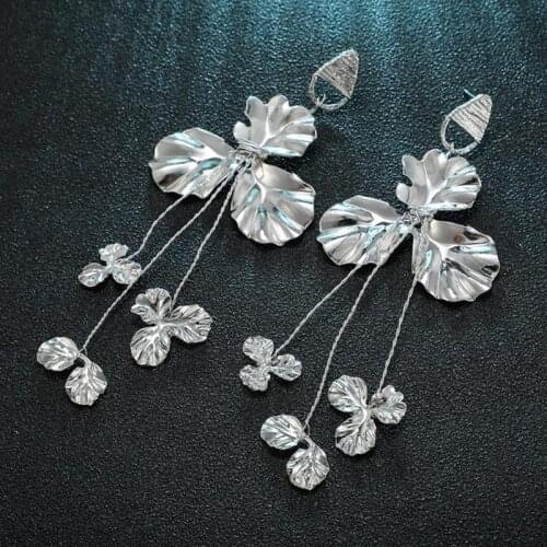 Fashion Leaves Earrings Flower Long Dangles Women Statement Jewelry Gift Wedding Bridal Tassel Long Earrings for women