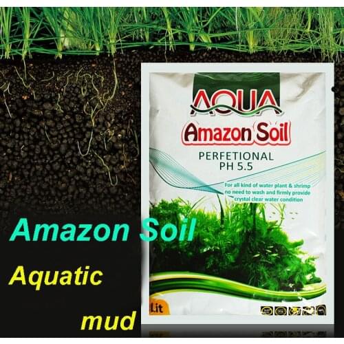 1L Amazonian Aquarium Planted Substrate Sand, Soil Fertilizer Mud for Fish Tank Plants Care Freshwater Gift of Grass Seeds