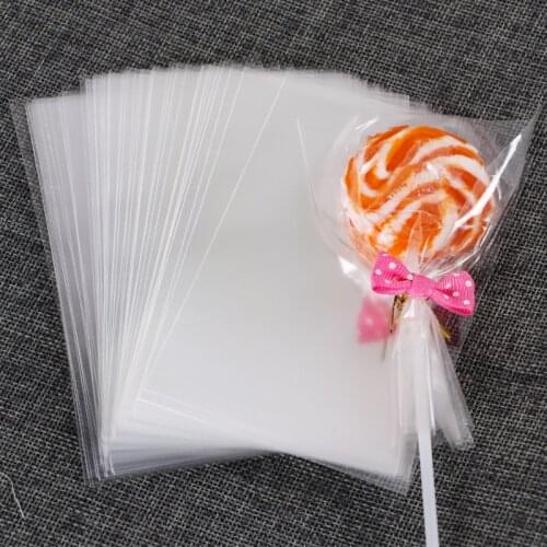 100pcs Transparent Clear Plastic Bags for Candy Lollipop Cookie Packaging Cellophane Bag Wedding Party Favor Opp Gift Bag