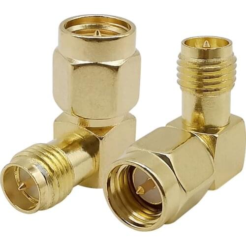 2Pcs SMA Male to RP SMA Female Connector RP SMA 90 Degree Right Angle RF Adapter Screw Needle Jack Plug