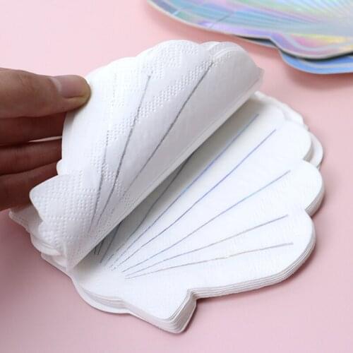 20pcs Party Supplies Wedding Decor Gilding Tableware White shell Napkin Disposable Soft Eco-friendly Portable Birthday Napkin