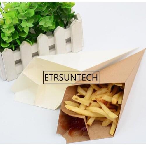 200pcs/lot French Fries Box Cone Chips Bag Chips Cup Party Take-out Disposable Food Paper Package