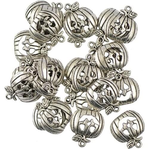30pcs Smile Pumpkin Charms Halloween Ornament Retro Metal Alloy Halloween Party Pendants Jewelry Findings Decoration Supplies
