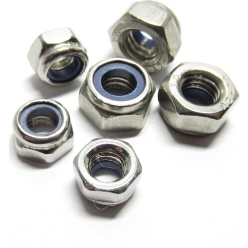 50/30/10pcs DIN985 M2 M2.5 M3 M4 M5 M6 M8 M10 M12 Stainless Steel Self-locking Nut Nylon Lock Nut Locknut Slip Nylon Hex Nut
