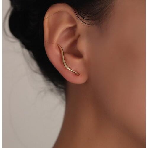 Climber Earrings Temperament Wave leaf Triangle Drop Ear Jacket S Curve Arrow Design Fashion Jewelry for Ladies