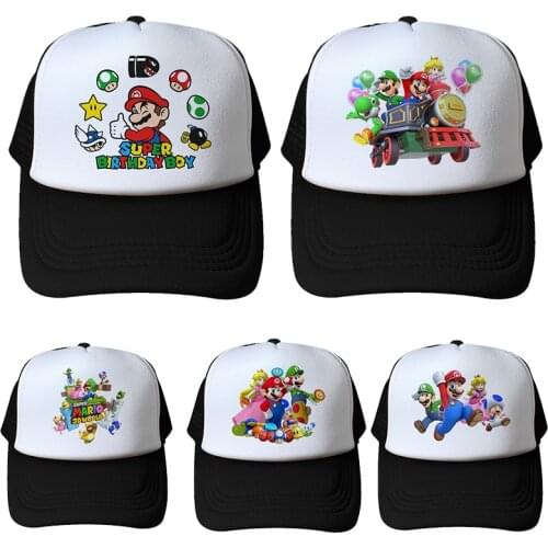 Anime Super Mario Hat Cap Adult Children Luigi Bros Letter Printed Cute Fashion Baseball Hats FC Game Gift for Kid Shipping Free