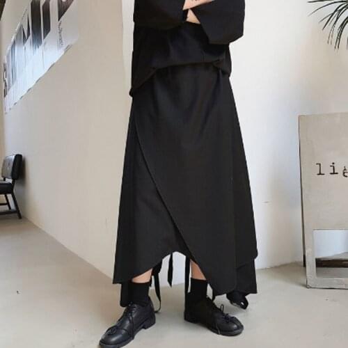 Homens do projeto Irregular fitas bandage gothic punk harem pants culottes boate DJ hip hop calças soltas corredores Japonês har