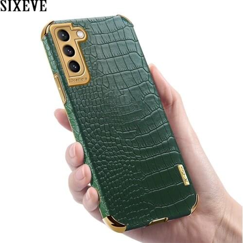 Luxury Leather Case For Samsung Galaxy S21 S20 Ultra Plus S20FE S30 A12 A21S A41 A51 A71 4G Plating Crocodile Pattern Soft Cover