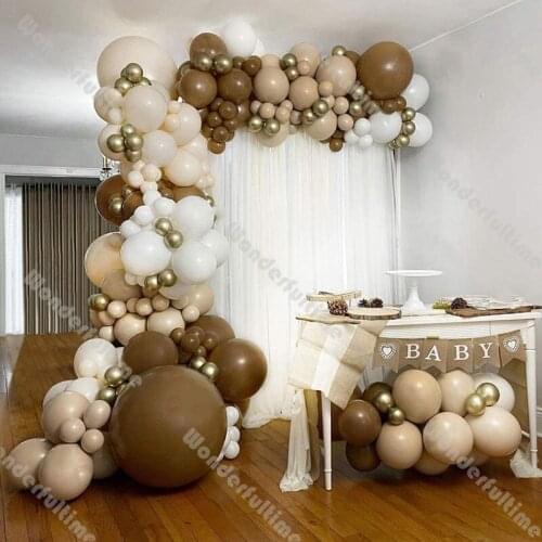 DIY Doubled Apricot Balloon Garland Wedding Decoration Baby Shower Anniversary Engagement Supplies Mocha Brown Balloon Arch