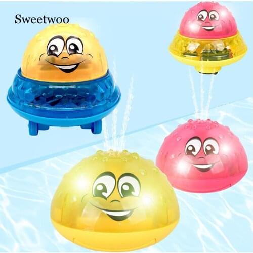 Electric Sprinkler Water Spray Toy Light Music Rotate Water Bath Toy Funny 3D Space UFO Water Spray Toy Children Swimming Toy