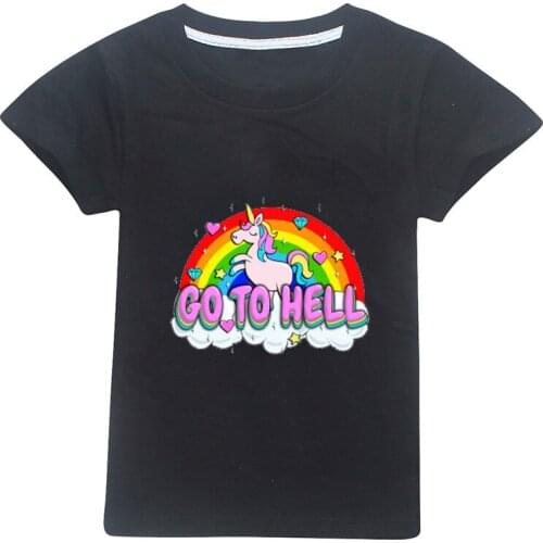 Girls Unicorn Cartoon Print Graphic T-shirt Children Happy Birthday Present Clothes Kids Summer Harajuku Baby T Shirt Camiseta