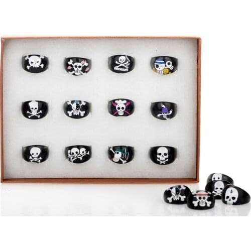 Imixlot 5pcs/Lot Black Resin Lucite Skull Pattern Ring Kid Children Festival Gift Rings For Boys And Girls Jewelry