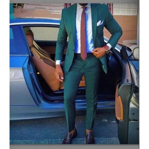 Custom Made Groomsmen Green Groom Tuxedos Notch Lapel Men Suits Wedding Best Man Bridegroom Blazer (Jacket + Pants + Tie)terno