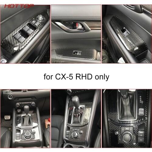Carbon Interior Decoration Car Gear Box Cover Sticker Strips Garnish Decoration Car Styling For Mazda CX-5 CX5 2017 2018 KF RHD