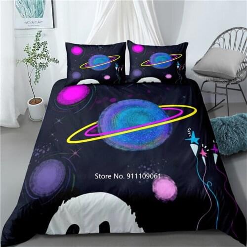 Home Textile Cute Cute Red Panda Down Duvet Cover and Pillowcase 3D Planet Printed Bedding Set 2-3 Cute Child Bedroom Decoration