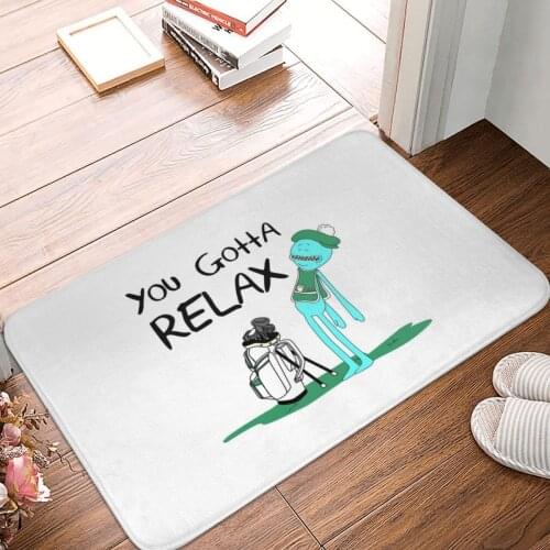 Mr. Meeseeks Quote You Gotta Relax Doormat Carpet Mat Rug Polyester Anti-slip Floor Decor Bath Bathroom Kitchen Bedroom 40x60
