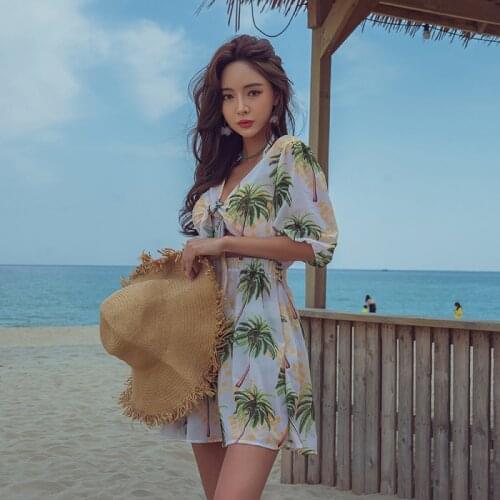 SANQi female bikini swimsuit female new split skirt bikini three-piece mesh gown blouse swimwear swimming suit bathing suit