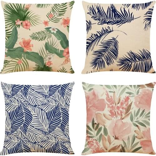 Tropical Plant Leaf Cushion Cover Decorative Pillows Fashion Seat Cushions Home Decor Soft Flax Throw Pillow Sofa Pillowcase