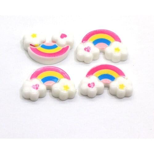 Cute Rainbow Heart Clouds Resin Flat back Cabochons Scrapbooking For Phone Embellishments DIY Decoration Access