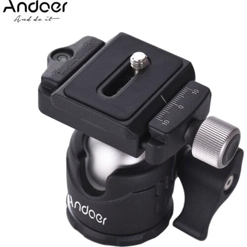 Andoer Mini Tabletop Ball Head 360 Degree Video Tripod Ballhead Mount with Quick Release Plate Bubble Level for Canon Nikon Sony