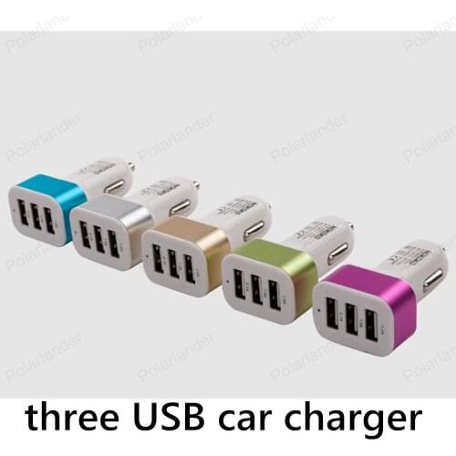 Fashion 12V high power 1.0A 2.1A three USB 3 ports Adapter Universal Car Charger for mobile phones and digital cameras etc