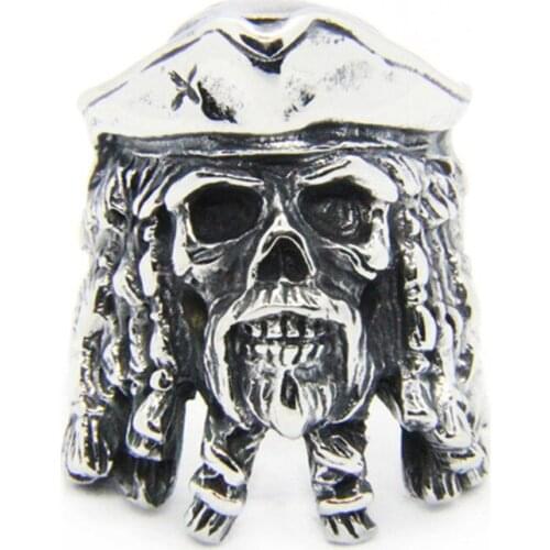 1pc Dropship New Pirate Skull Ring 316L Stainless Steel Fashion Punk Style Men Boys Biker Skull Ring