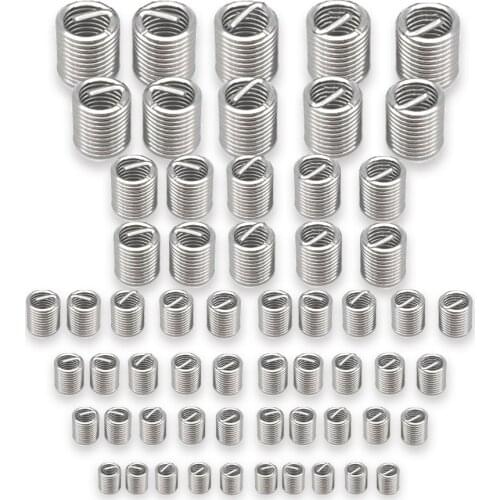60Pcs Thread Insert Set Sliver Stainless Steel Repair Kit M3 M4 M5 M6 M8 M10 M12 for Helicoil Repair Tools