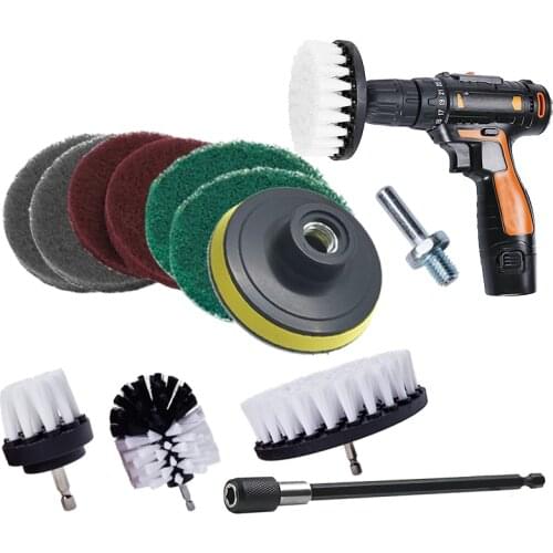 Drill Brush Set for All Propose Cleaner for Kitchen Toilet Bathroom Furniture White Soft Nylon Brushes for Screwdriver Kit