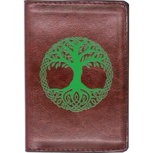 High Quality Leather Vintage Tree Of Life Printing Travel Passport Cover ID Credit Card Case