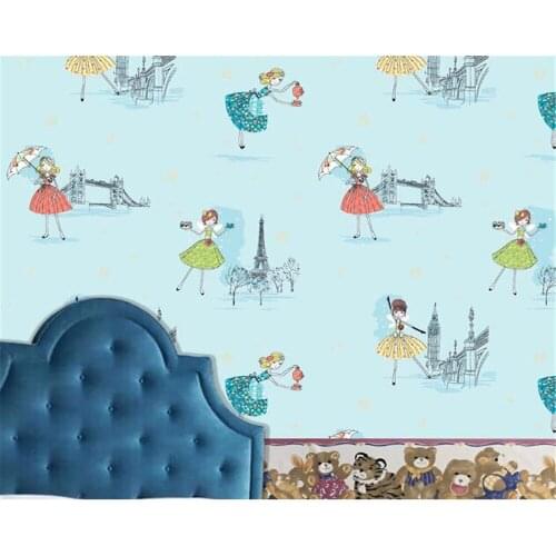 Beibehang wallpaper 3d papel de parede infantil Dancing girl princess room pink girl cartoon non-woven wallpaper wholesale