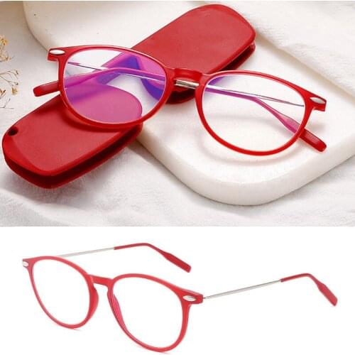 Anti blue-ray reading glasses fashion cat eye anti-radiation glasses ultra-thin ultra-light glasses case for both men and women