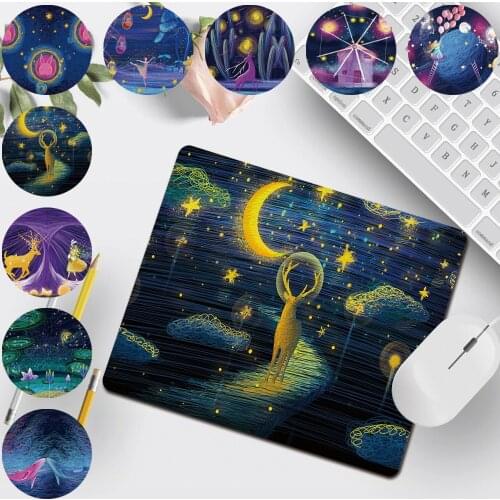 Portable Home Office Computer Mousepad Waterproof Easy To Clean PU Leather Mouse Pad for Computer Oil Painting Pattern Series