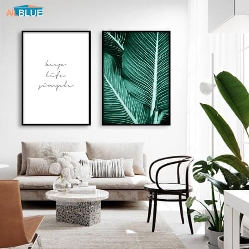 Poster Nordic Green Plant Leaves Canvas Posters And Prints Painting Quote Wall Art Decoration Picture For Living Room Home Decor