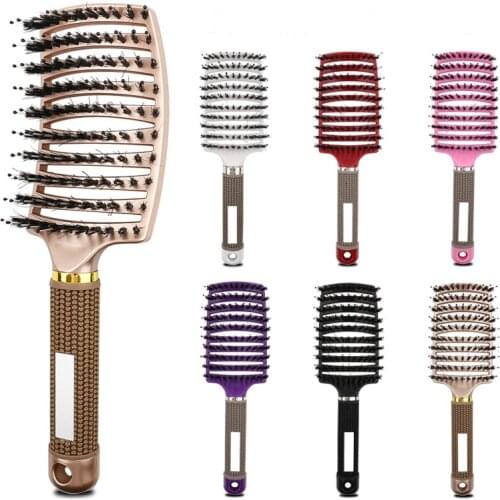 Salon Professional Bristle & Nylon Hairbrush Scalp Massage Comb Wet Hair Brush