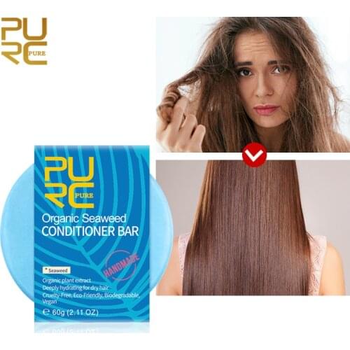 PURC Seaweed Conditioner Bar Shampoo Soap Vegan Handmade Repair Frizzy Hair Shampoo Soap Hair Care