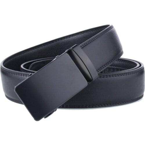 Men Leather Belt Automatic Buckle Adjustable Leather Black Belts Cow Leather Belt For Men