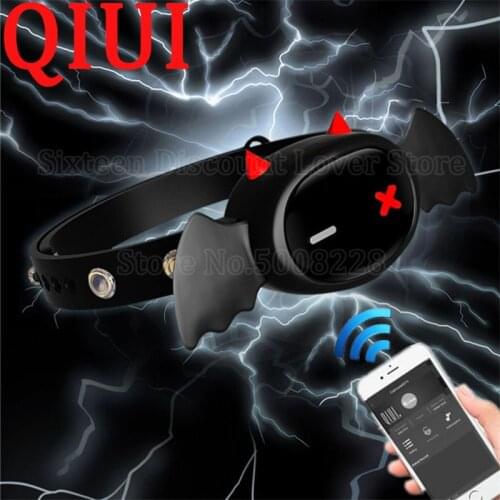 Sex Shop New Electric Shock Collar Slave Bondage Restraint QIUI APP Remote Control Little Devil Collar Adult Sex Toys For Couple