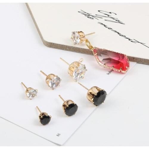 10pcs/bag 6/8/10mm True Zircon Star Crystal Cartilage Ear Studs Boys Girls Earrings For Female Body Jewelry Piercing Brincos