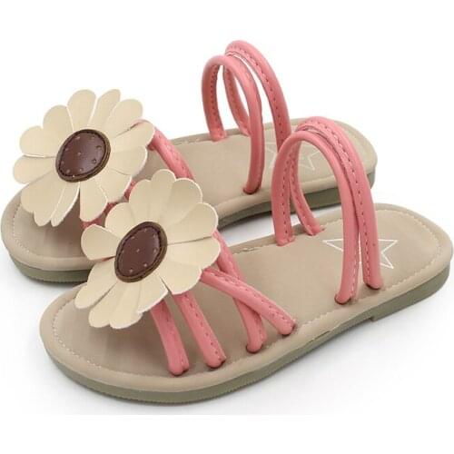 Girls Summer Slippers Sandals 2 In 1 Kids Beach Slides Bohemian Style Floral Children Slippers Outdoor Sun Flowers Sweet Soft