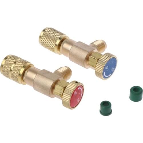 2pcs Air Conditioning Connector Sealed Safety Rotation Replacement Adapters No Leakage Filling Refrigerant Control