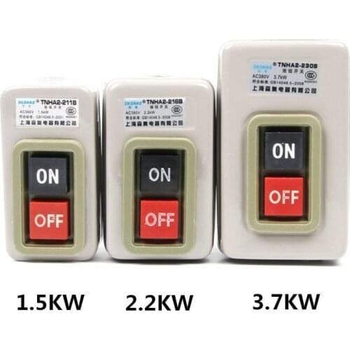 TNHA2-BS211B BS216B BS230B Control Push Button Switch AC220V 380V ON-OFF 2 position 3.7KW Three phase Power Start 50Hz/60Hz