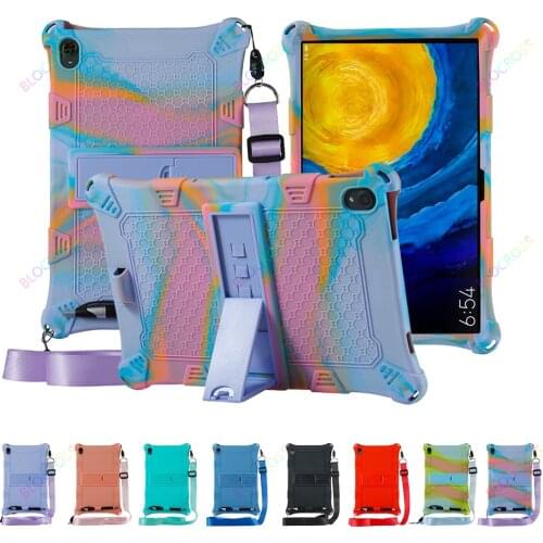 Slim Case for Lenovo Tab P11 TB-J606F/X, Kids Non-toxic Anti-Slip Soft Silicone Case Adjustable Stand Cover with Shoulder Strap
